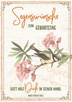 Faltkarte "Segenswünsche / Vogel" - Geburtstag