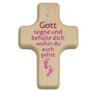 Handkreuz "Gott segne und behüte dich" - pink Handkreuz "Gott segne und behüte dich" - pink