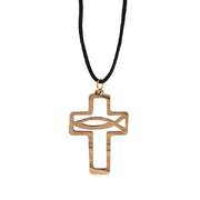 Halskette mit Kreuz aus Olivenholz Halskette mit Kreuz aus Olivenholz