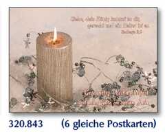 Postkarten Weihnachtskerzen, 6 Stück