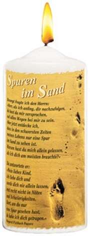 Foto-Kerze "Spuren im Sand"-Small 12er Set Foto-Kerze "Spuren im Sand"-Small 12er Set