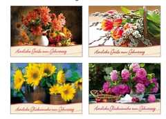 Faltkartenserie Geburtstag: Blumenbouquets, 4 Stück